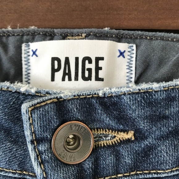Paige Jacqueline Straight Jeans Womens 28 Blue Stretch 27" Inseam Frayed Hem - Picture 5 of 14